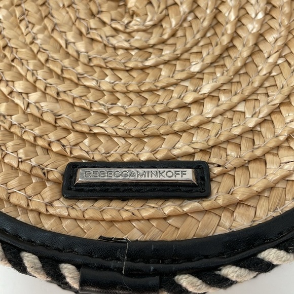 Rebecca Minkoff Purse Crossbody Bag Straw Circle Blue Tassel - Picture 8 of 10